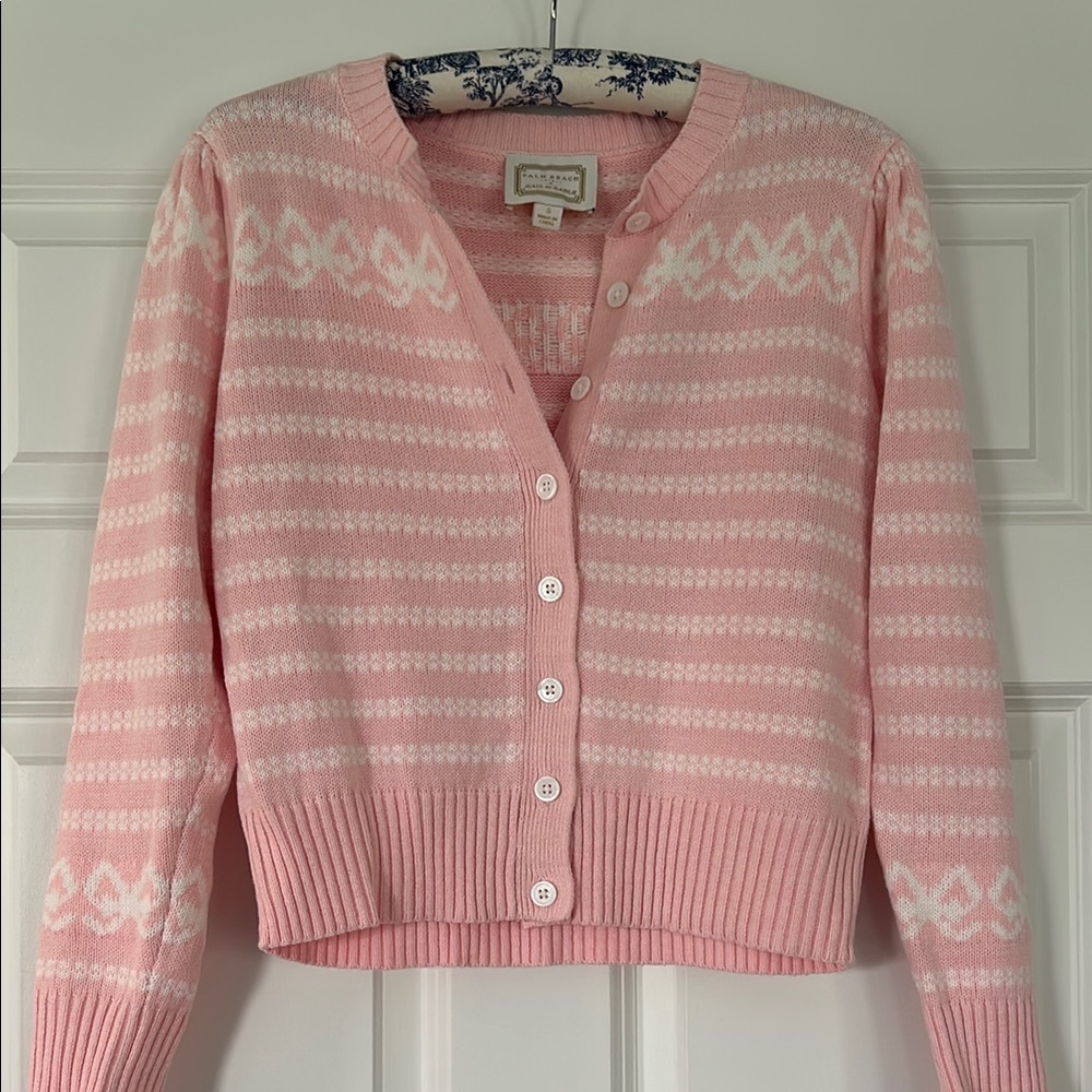 Sail to Sable Pink Bow Cardigan Sweater